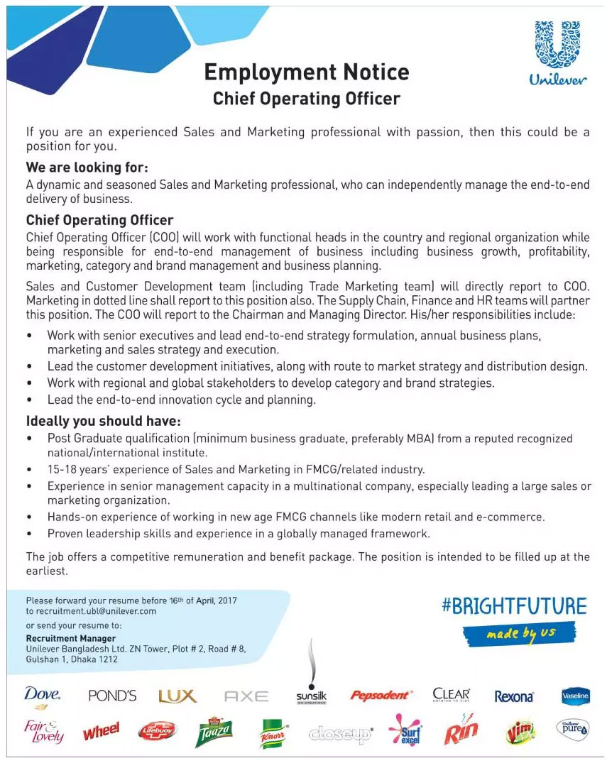 chief operating officer coo deputy coo job description